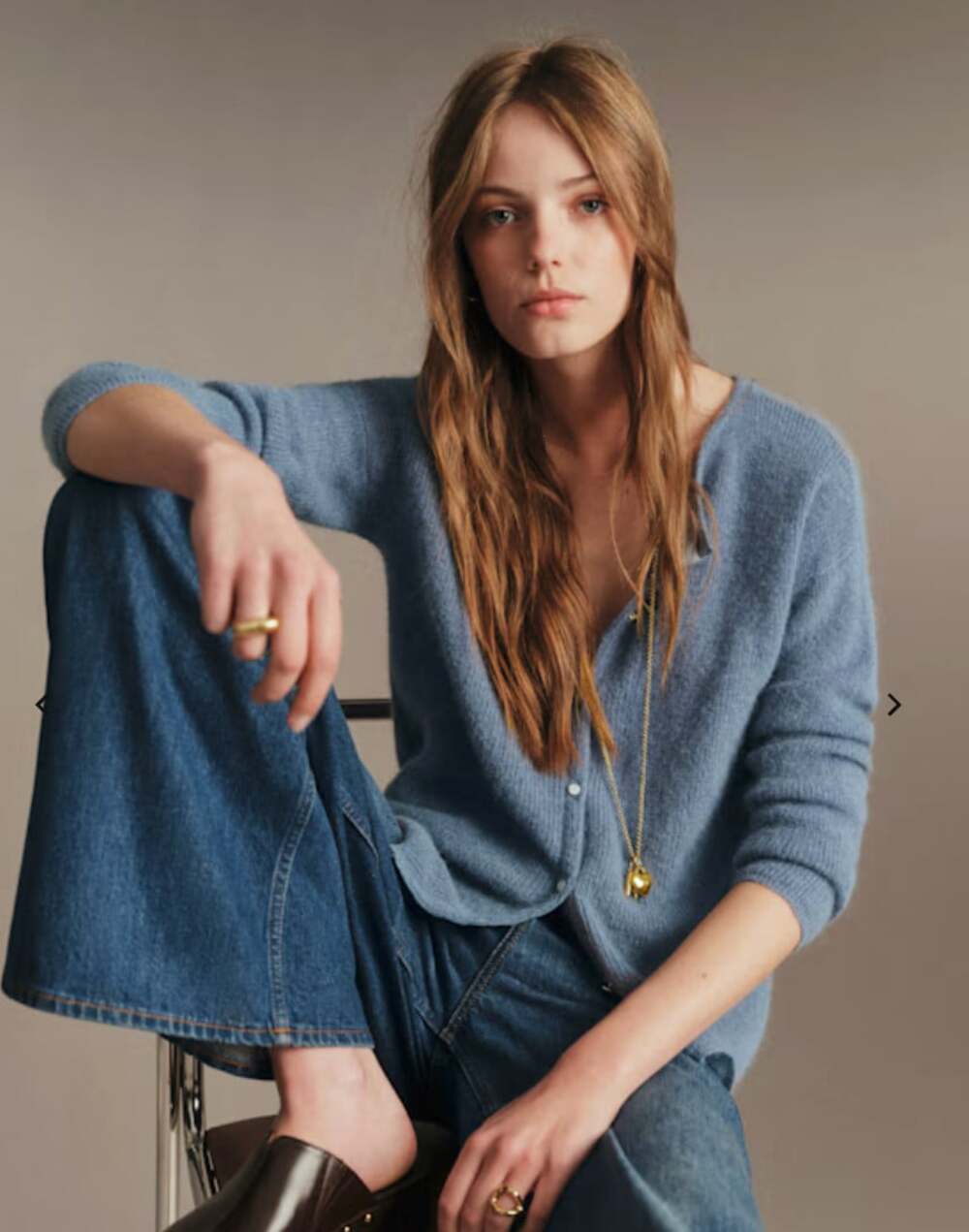 Sezane Gaspard Cardigan in Vintage Blue Size XXS